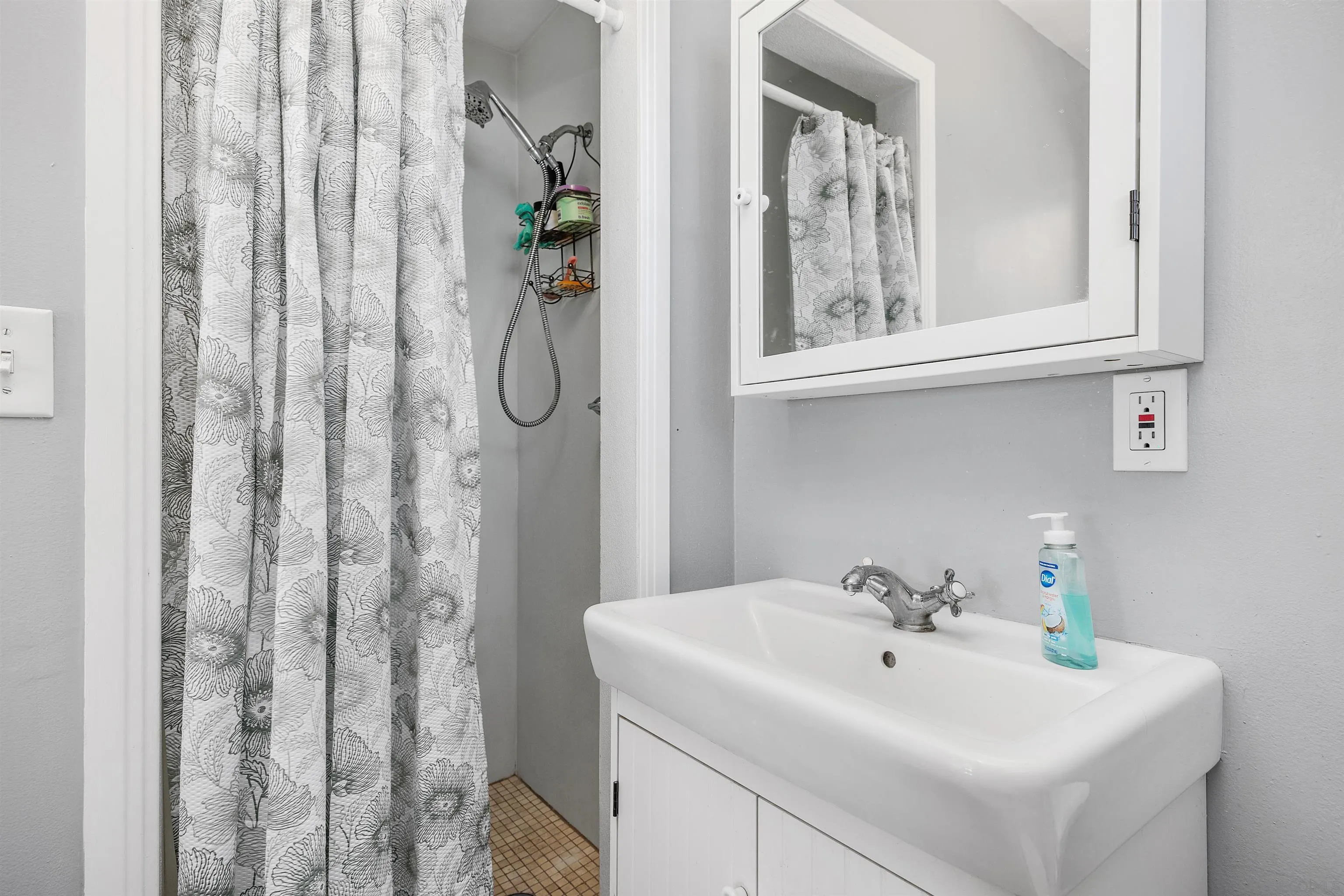 11270 San Luis Rey Drive Valley Center, CA 92082 - Photo 20 of 56 a bathroom with a sink a mirror and shower