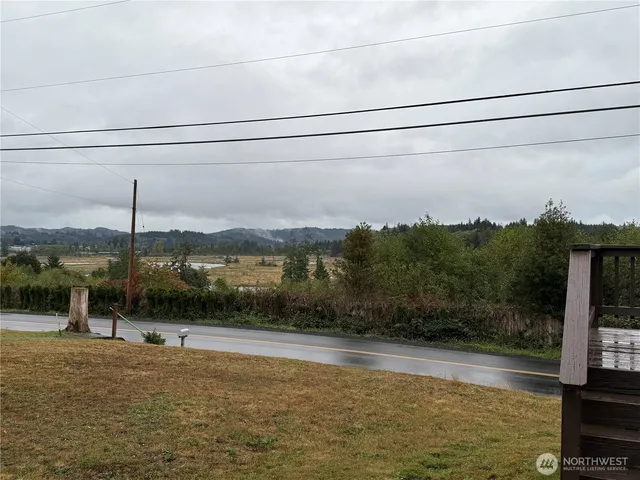 a view of a lake with a mountain in the background