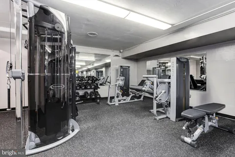 a view of a room with gym equipment