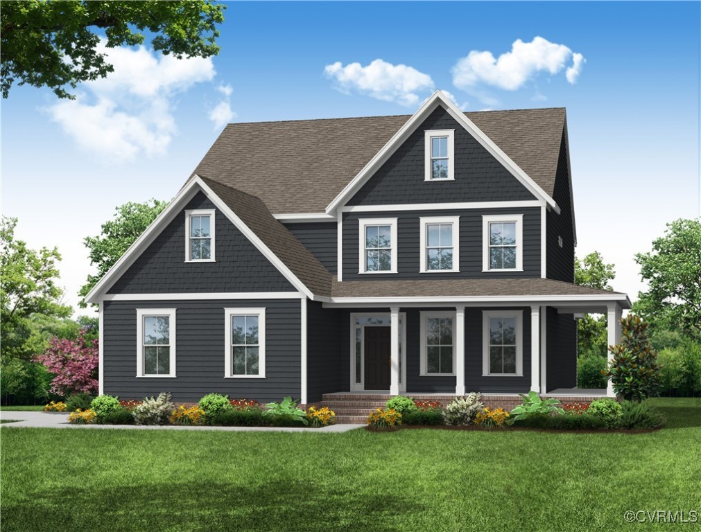 a front view of a house with a yard and porch