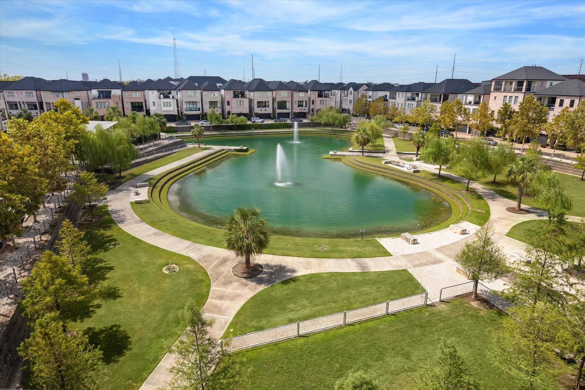 2613 Maxroy Street Houston, TX 77007 - Photo 40 of 42 The central lake is surrounded by a walking path & features a lovely center water feature. For longer walks, Memorial Park is also nearby.