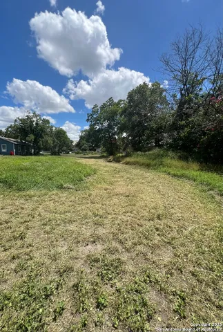 a view of a big yard with lots of green space