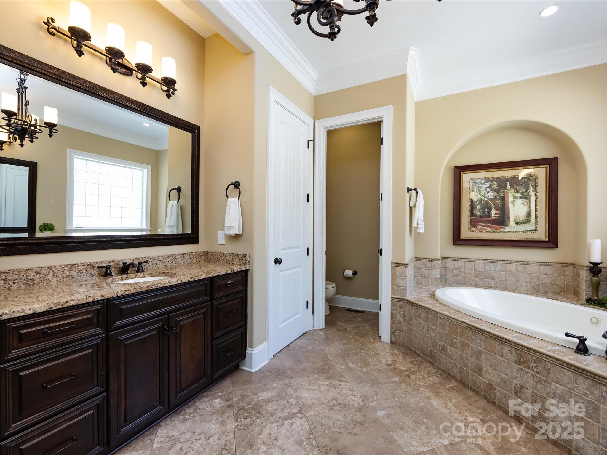 132 Chaska Loop Troutman, NC 28166 - Photo 17 of 48 a spacious bathroom with a tub double sink and mirror