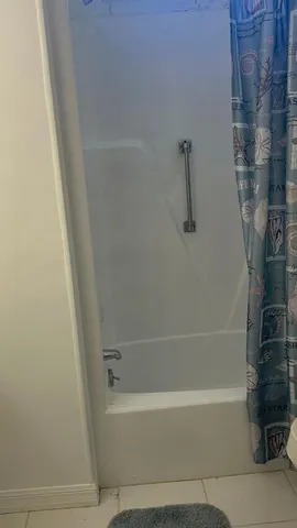 a bathroom with a bathtub