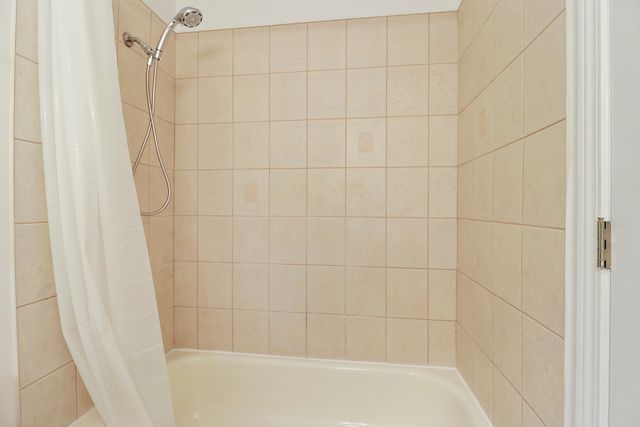 a bathroom with a bathtub