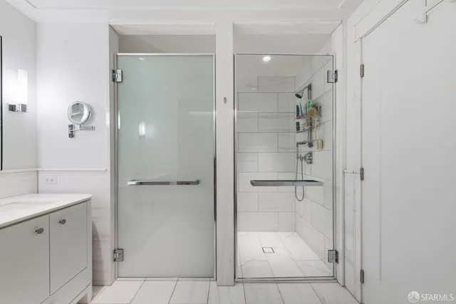 a bathroom with a bathtub