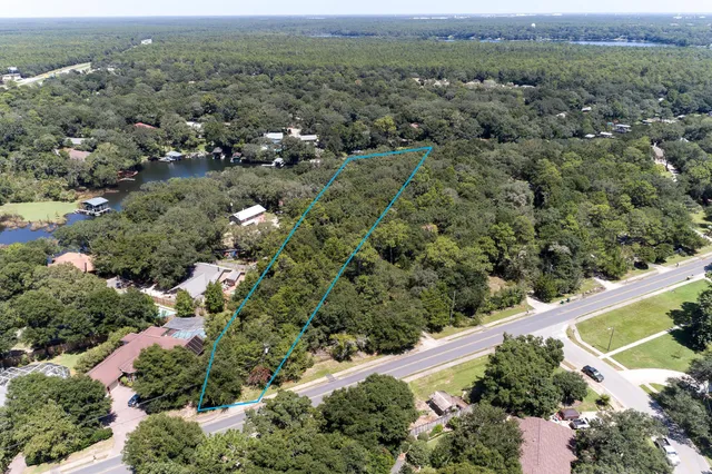 an aerial view of a town with couple of houses