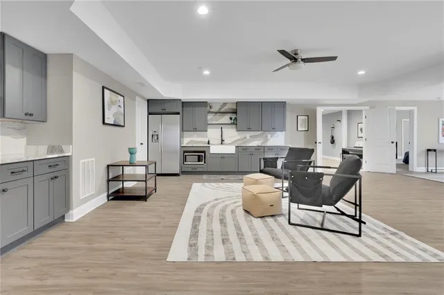 a aerial view of a house with swimming pool