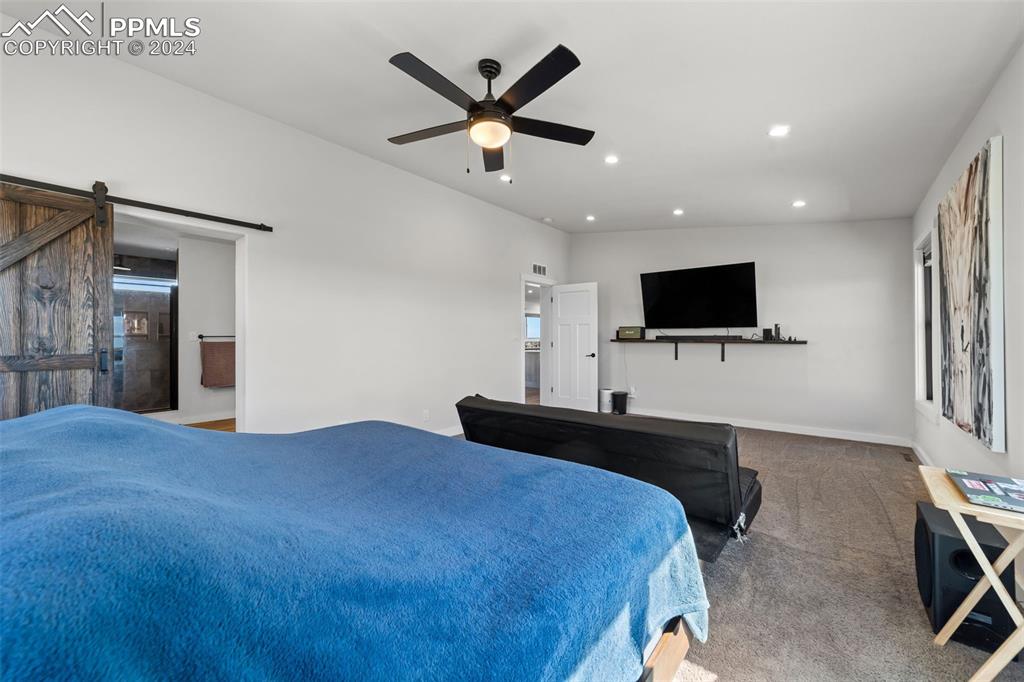 38640 Jones Road Rush, CO 80833 - Photo 17 of 41 a bedroom with a bed and a flat screen tv