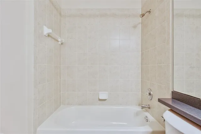 a bathroom with a bathtub