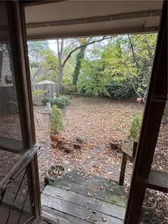a view of a garden from a window