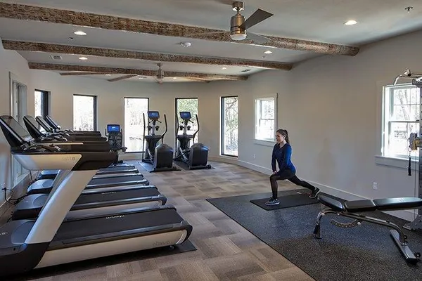 a view of a room with gym equipment