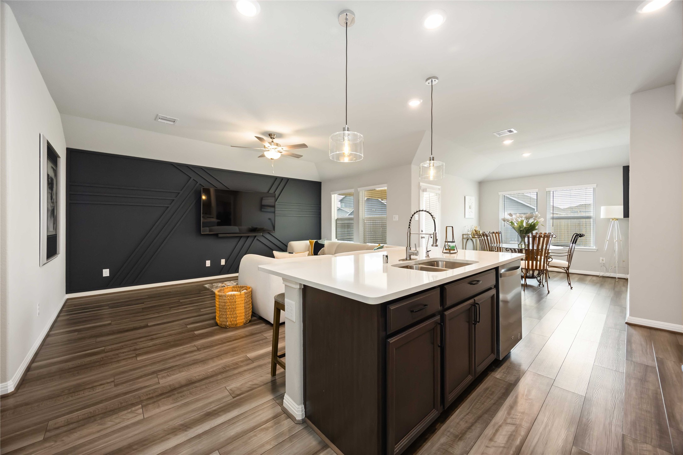 6910 Lebec Drive Rosharon, TX 77583 - Photo 14 of 26 a kitchen with a sink and view of living room