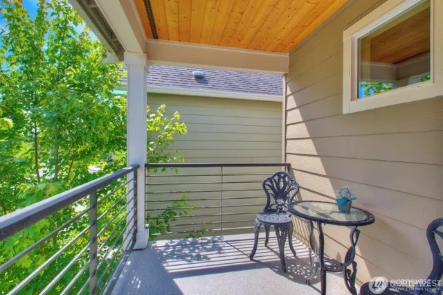 a view of a bench in the balcony