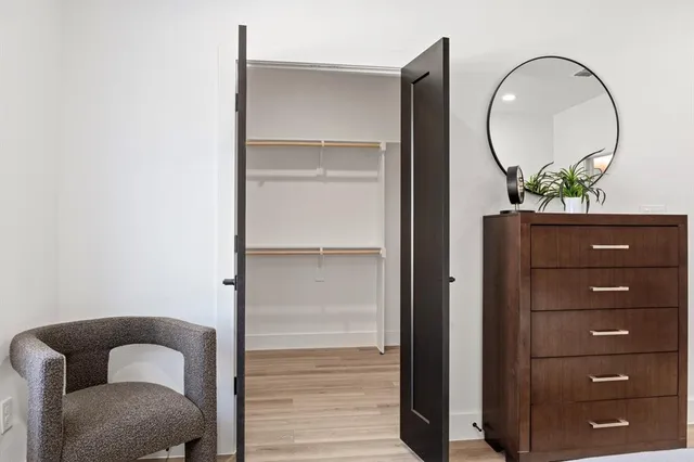 a close up view of a closet