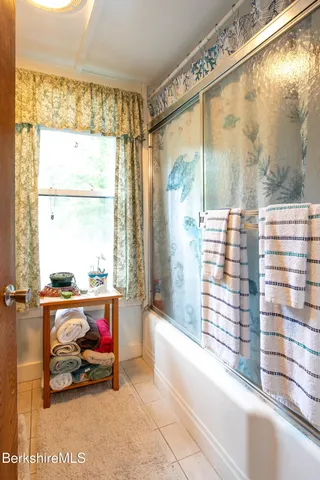 a building outdoor space with seating area