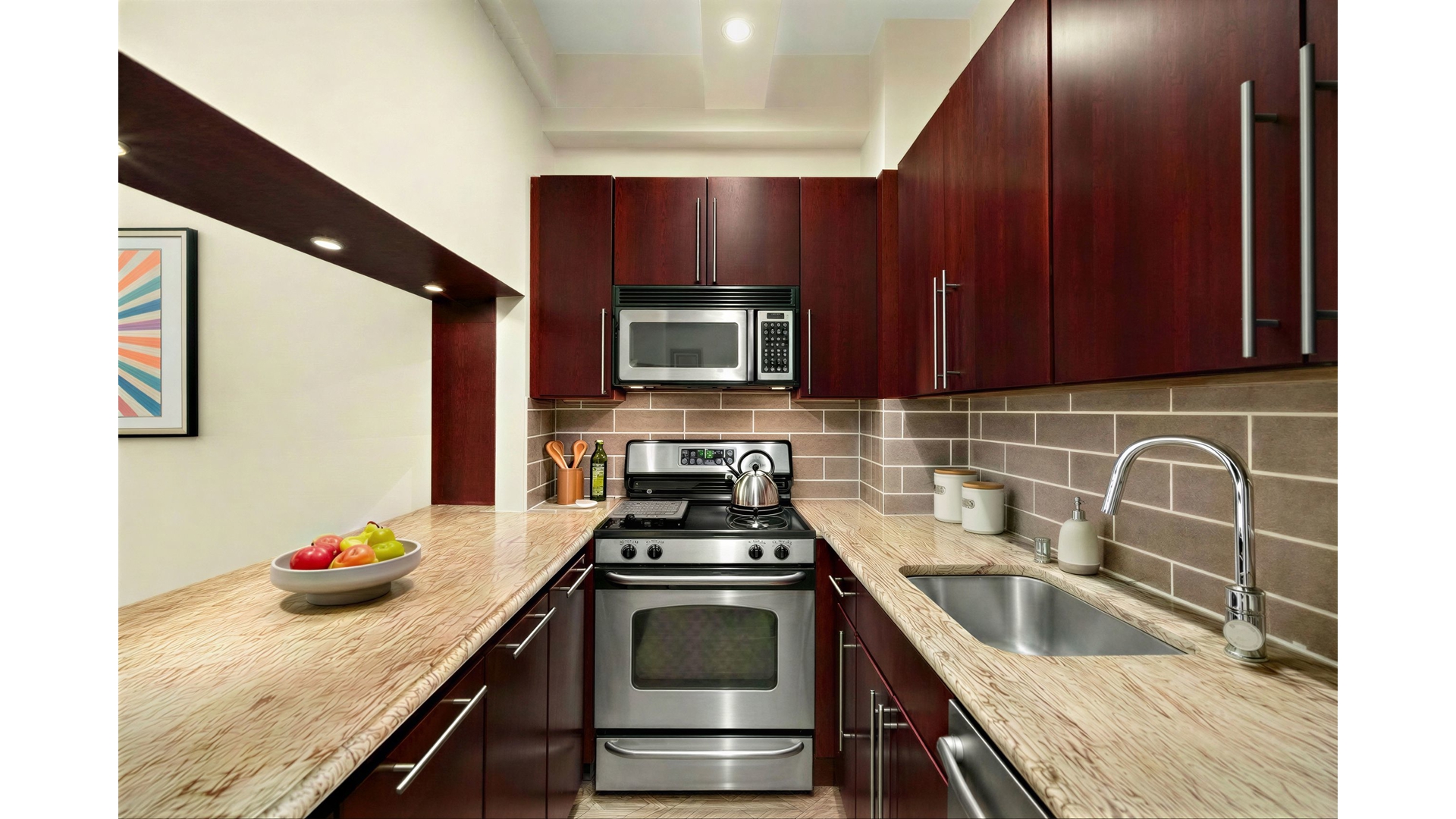 140 7th Avenue, Unit 1P Manhattan, NY 10011 - Photo 6 of 10 a kitchen with a sink a stove and cabinets