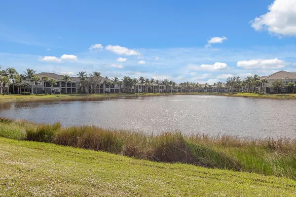 a view of a lake from a yard