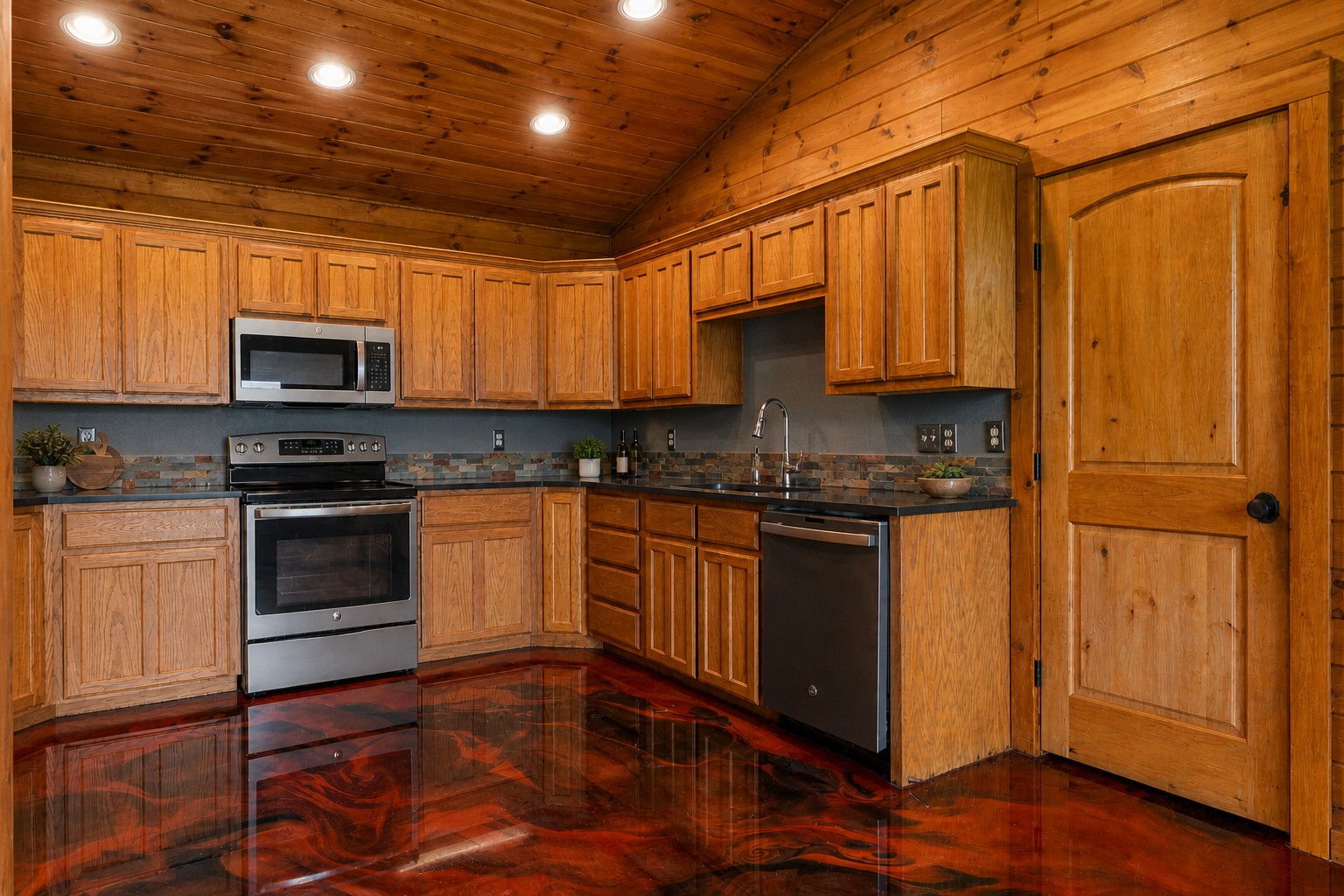 800 County Road 126 Georgetown, TX 78626 - Photo 14 of 33 a kitchen with granite countertop wooden cabinets and a stove top oven