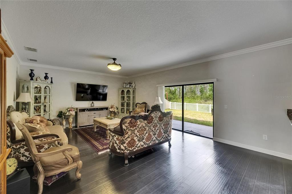5057 Ivory Stone Drive Wimauma, FL 33598 - Photo 16 of 46 a large living room with furniture a flat screen tv and a large window