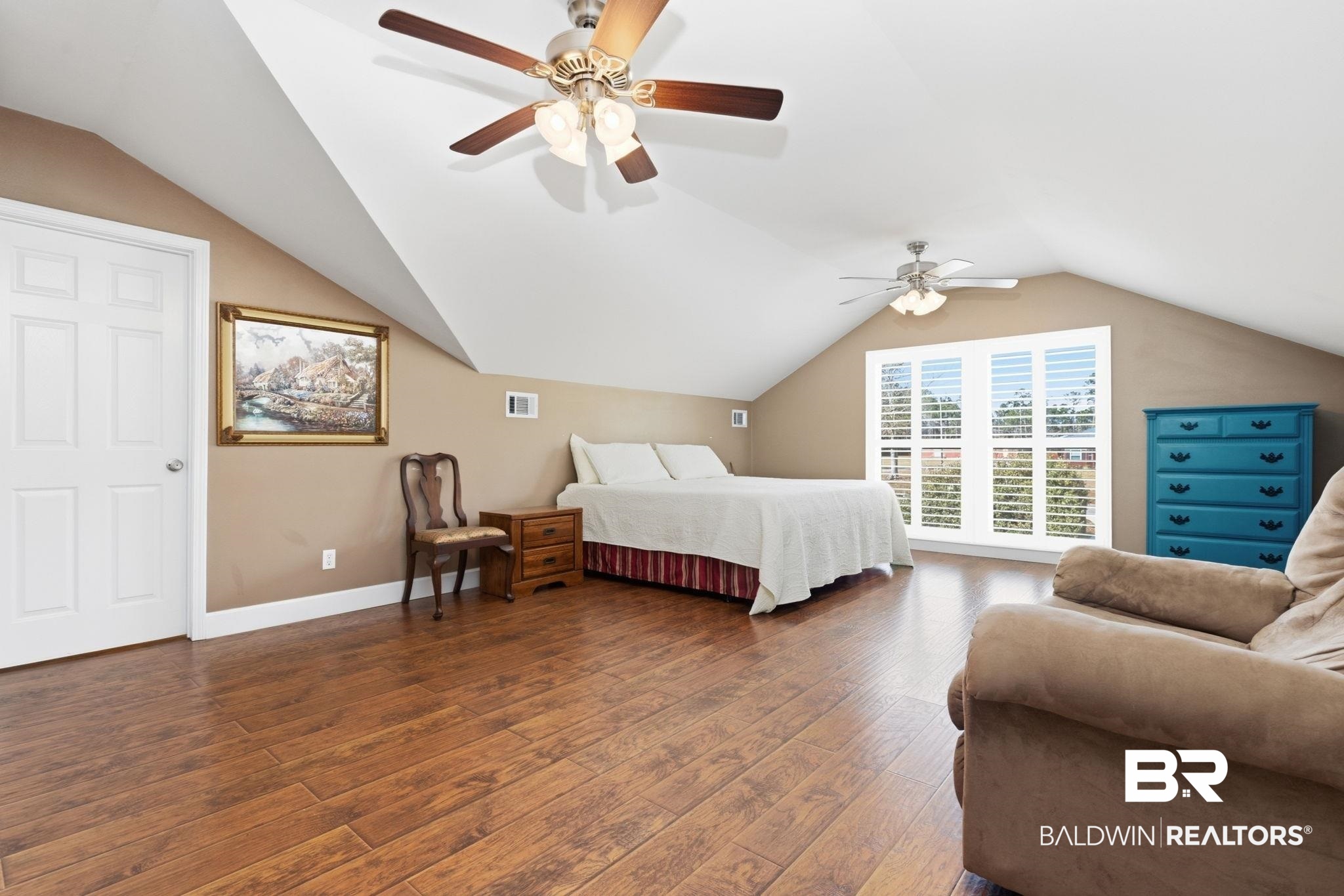 15025 Bellingrath Road Coden, AL 36523 - Photo 62 of 79 Bedroom featuring wood-type flooring and ceiling fan