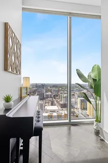 a view of a tall building