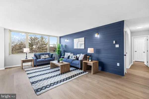 a living room with furniture rug and window