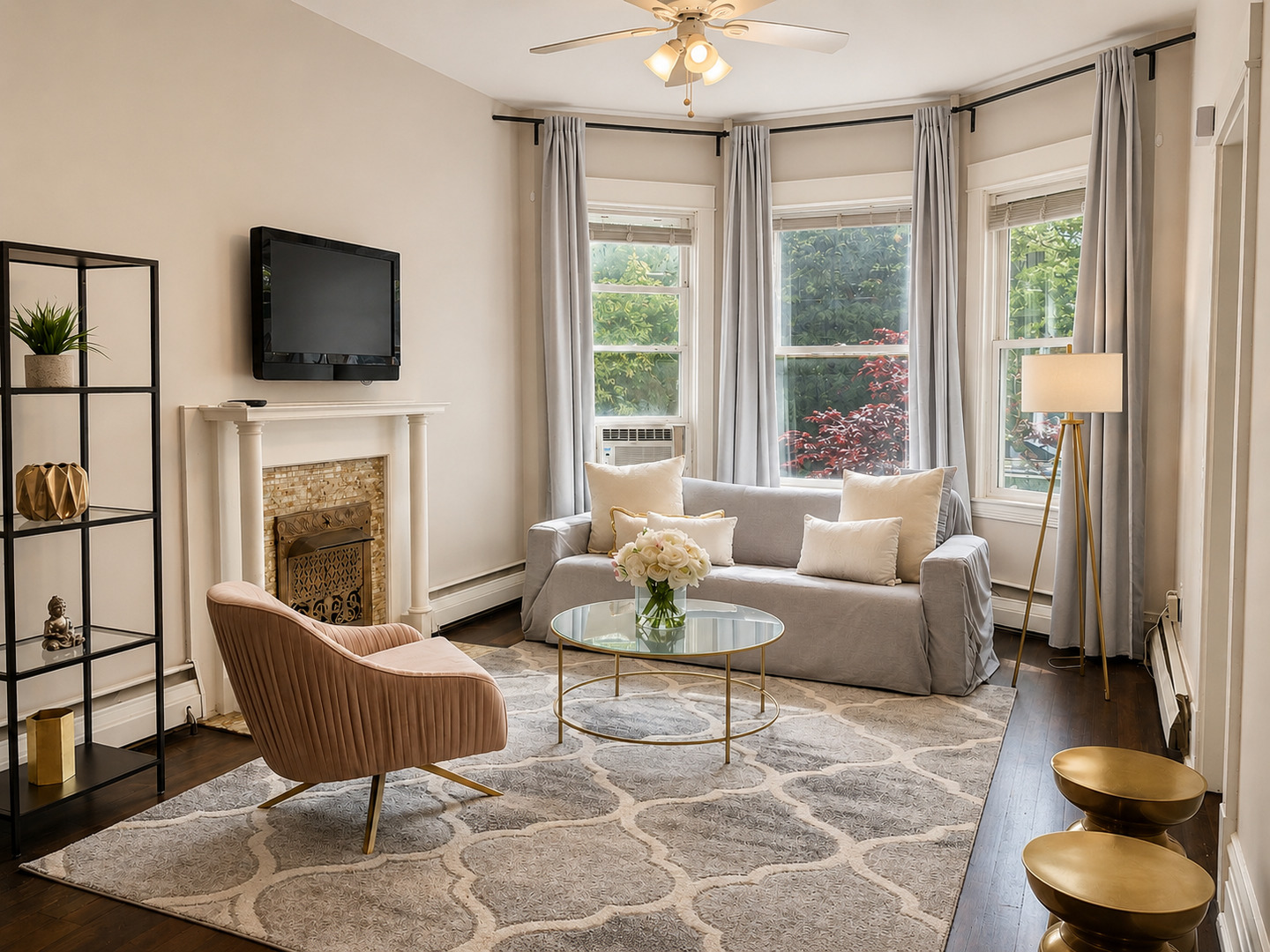 3749 North Seminary Avenue, Unit 1 Chicago, IL 60613 - Photo 2 of 25 a living room with furniture a flat screen tv and a fireplace