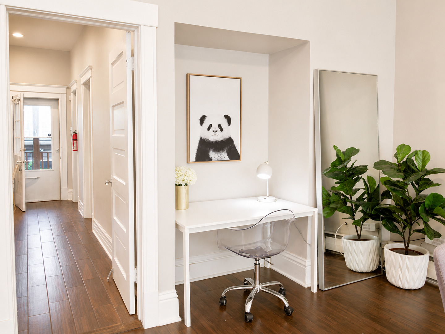 3749 North Seminary Avenue, Unit 1 Chicago, IL 60613 - Photo 6 of 25 a workspace with furniture and wooden floor