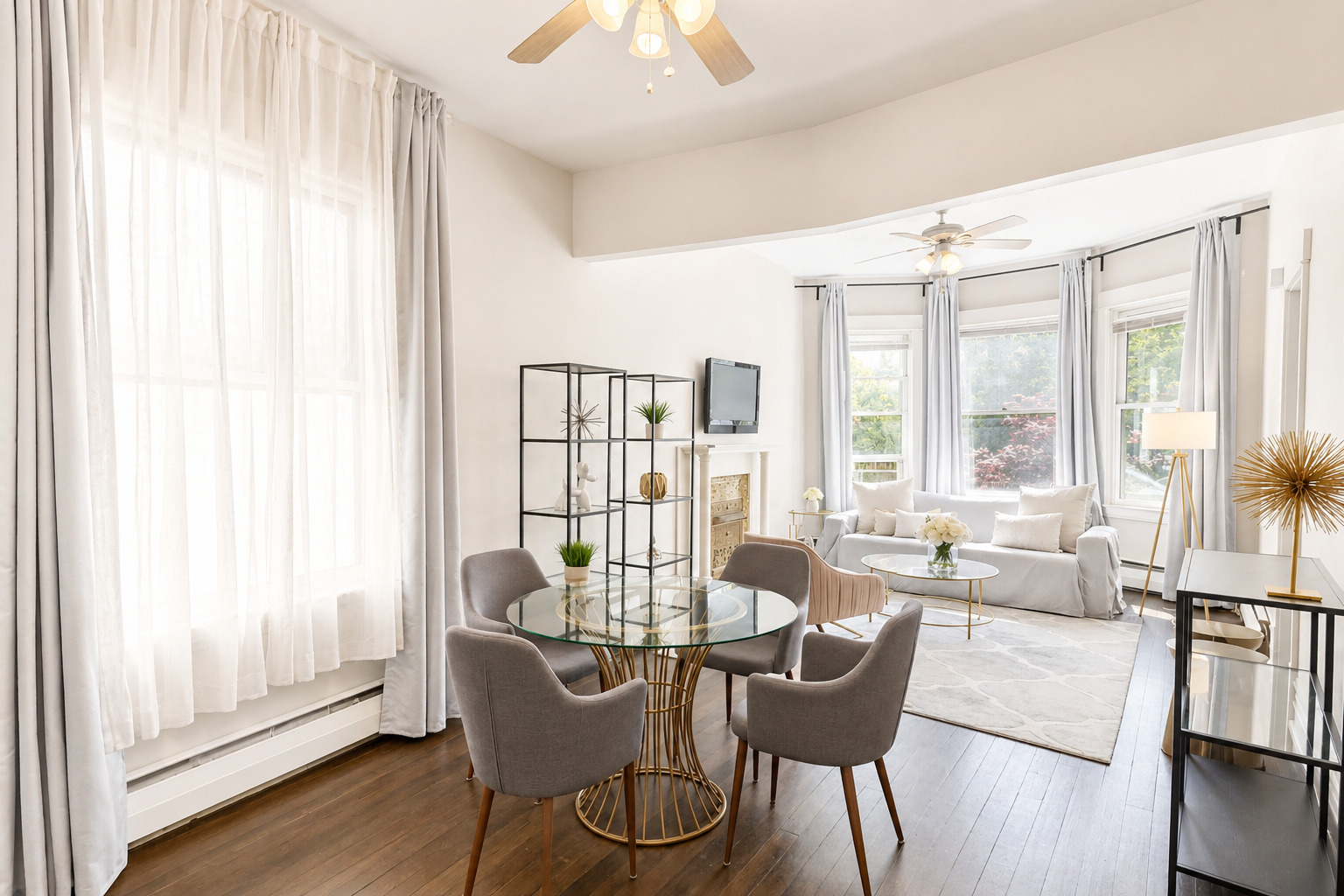 3749 North Seminary Avenue, Unit 1 Chicago, IL 60613 - Photo 7 of 25 a view of a dining room with furniture large windows and wooden floor