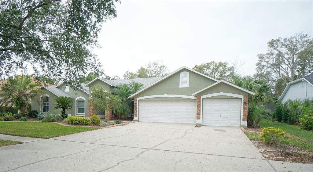 3807 Turkey Oak Drive Valrico, FL 33596 - Photo 2 of 44 front view of house with a yard and trees all around