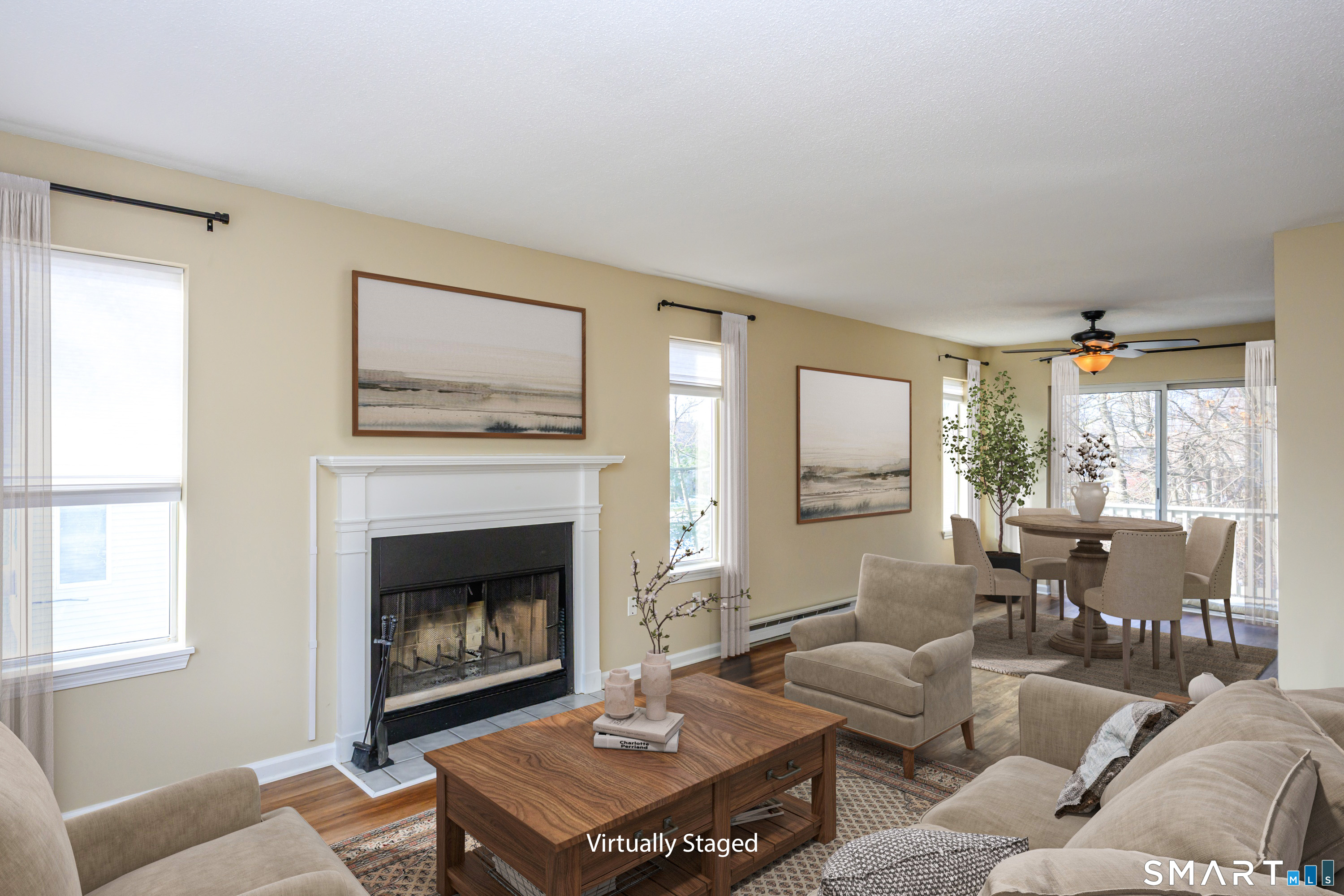 925 Oronoke Road, Unit 21A Waterbury, CT 06708 - Photo 7 of 39 a living room with furniture a table and a fireplace