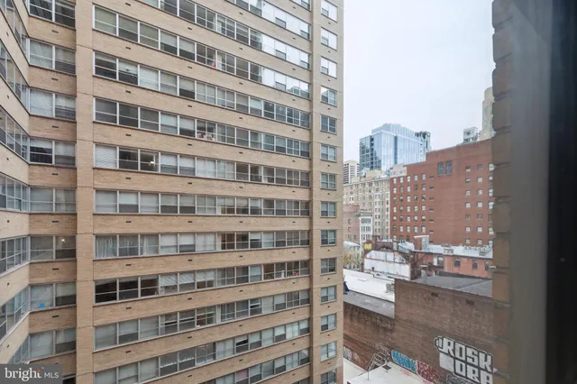 a view of a building from balcony