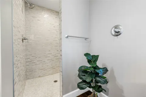 a view of a bathroom with a shower