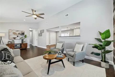 a living room with furniture