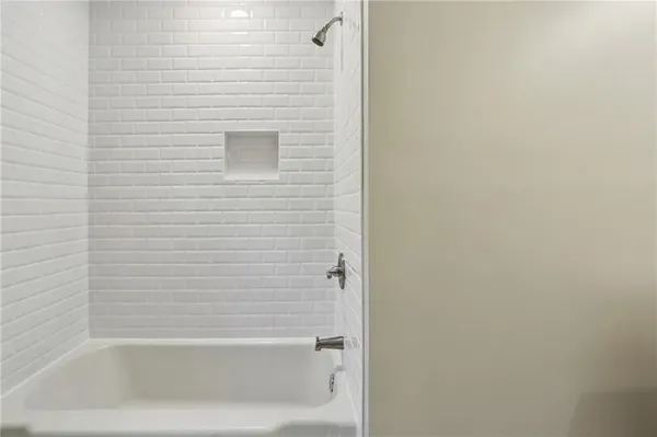 a bathroom with a bathtub