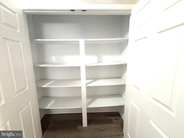 a view of an empty walk in closet
