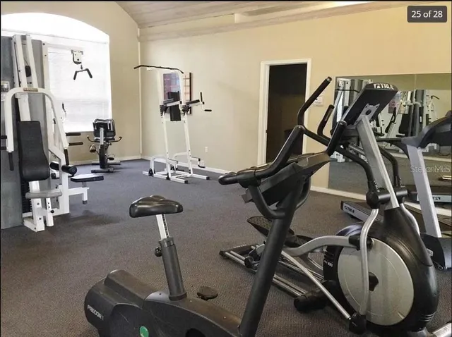 a view of a room with gym equipment