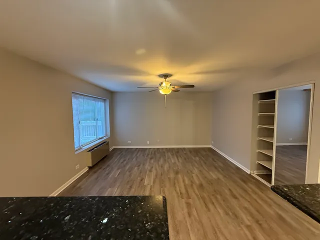 a view of wooden floor and windows in a room