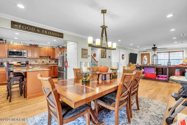 a view of a dining area with furniture