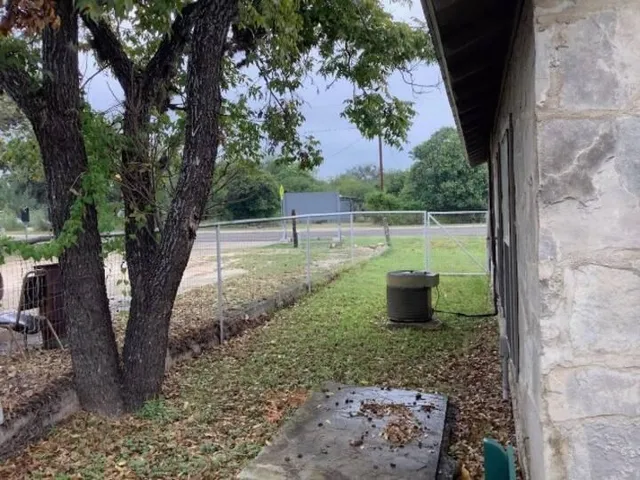 a view of a garden from a patio