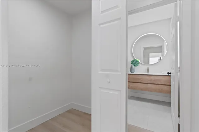 a room that has a mirror in it