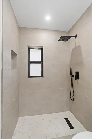 a bathroom with a bathtub