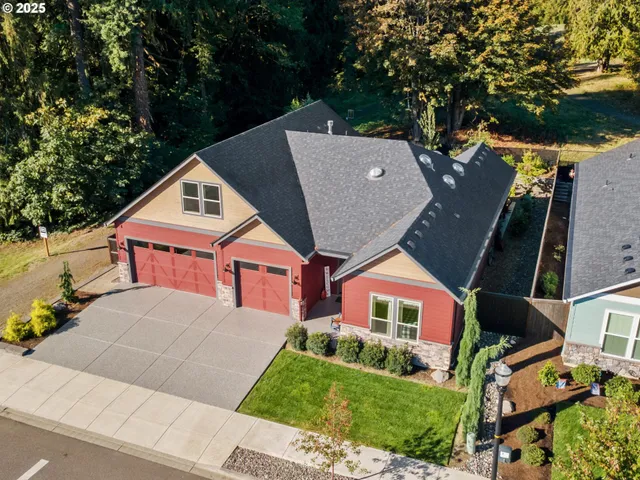 an aerial view of a house