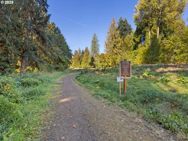 a view of a street with a building in the background
