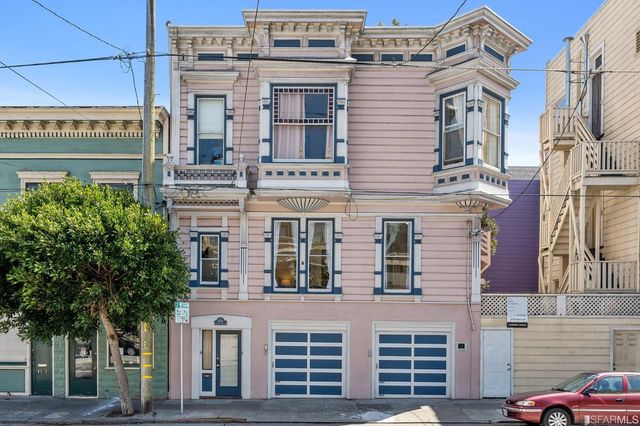 a front view of a multi story building