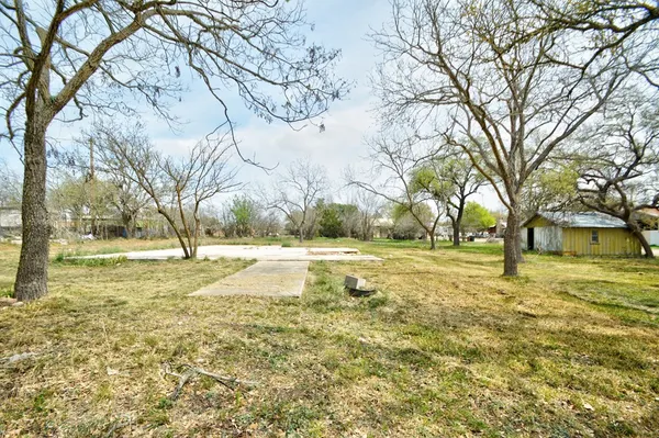 a view of big yard with large trees