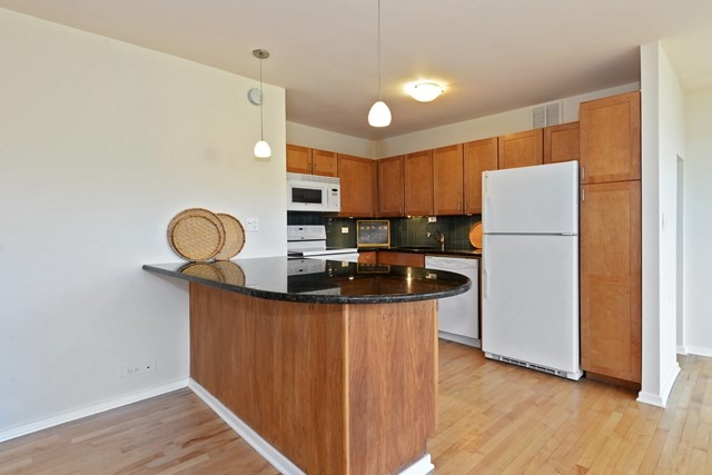 655 West Irving Park Road, Unit 312 Chicago, IL 60613 - Photo 4 of 10 a kitchen with refrigerator and cabinets