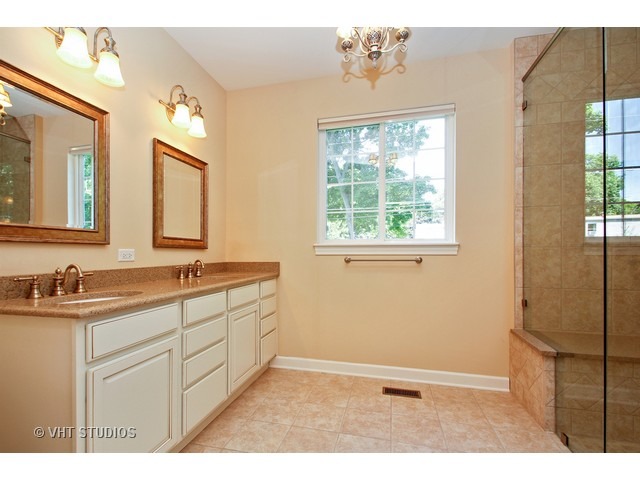 287 Hickory Road Lake Zurich, IL 60047 - Photo 14 of 25 a bathroom with a sink a mirror and a bathtub
