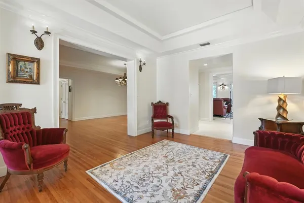 a living room with furniture